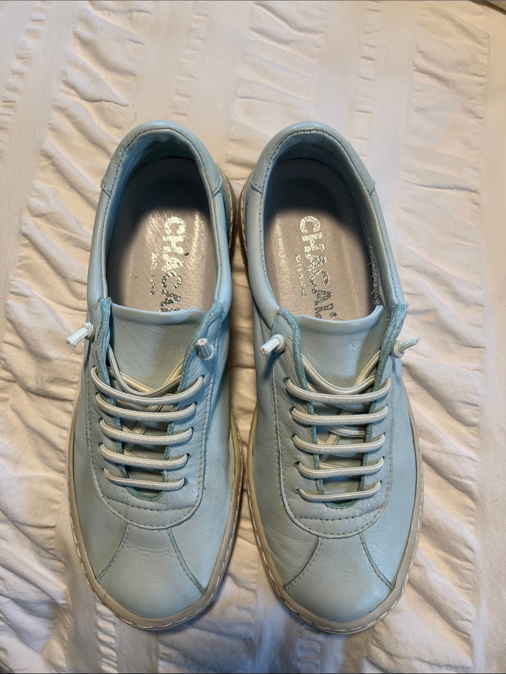 Light Blue Leather Women’s Casual Sneakers